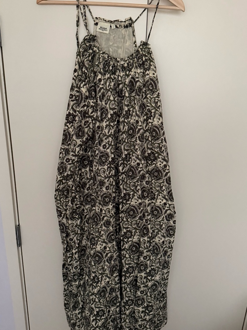 Hartford Muslin Cotton Lined High Neck Tie Floral Paisley Maxi Dress Size 1/S - Picture 4 of 4